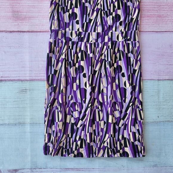M Missoni Purple Geometric Print Jersey Knit‎ Retro Mini Shift Dress 10US - Picture 3 of 8